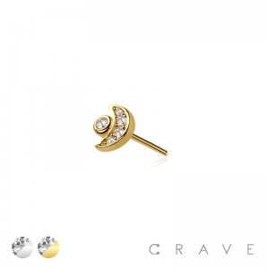 316L SURGICAL STEEL THREADLESS PUSH IN CZ MOON TOP PART